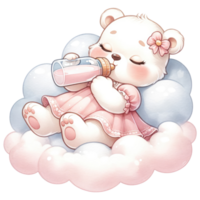 AI generated Watercolor Cute Teddy Bear. png