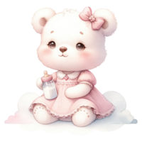 AI generated Watercolor Cute Teddy Bear. png