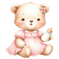 AI generated Watercolor Cute Teddy Bear. png