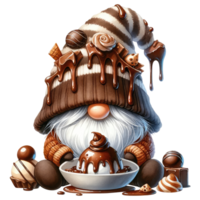 ai généré Chocolat à thème fantaisie gnome illustration png