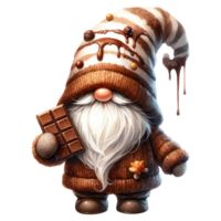 AI generated Chocolate Themed Fantasy Gnome Illustration png