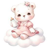 AI generated Watercolor Cute Teddy Bear. png