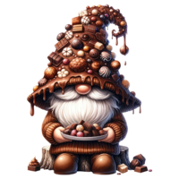 AI generated Chocolate Themed Fantasy Gnome Illustration png