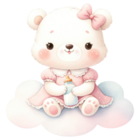 AI generated Watercolor Cute Teddy Bear. png