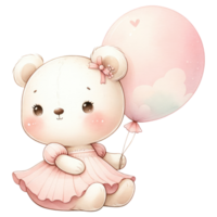 AI generated Watercolor Cute Teddy Bear. png