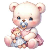 AI generated Watercolor Cute Teddy Bear. png