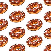 Donut pattern in cartoon style. Simple line wallpaper for design, restaurant, cafe, bakery menu. Vector illustration on a white background.