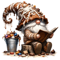 AI generated Chocolate Themed Fantasy Gnome Illustration png