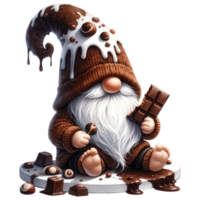 AI generated Chocolate Themed Fantasy Gnome Illustration png