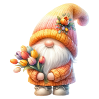 ai généré tulipe à thème gnome personnage art png