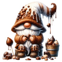 AI generated Chocolate Themed Fantasy Gnome Illustration png