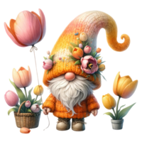 ai gerado tulipa temático gnomo personagem arte png