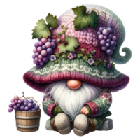 AI generated Fantasy Grape Gnome Character Illustration png