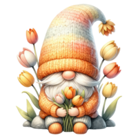 AI generated Tulip Themed Gnome Character Art png