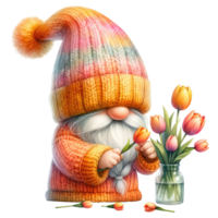 ai généré tulipe à thème gnome personnage art png