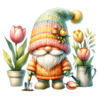 ai généré tulipe à thème gnome personnage art png