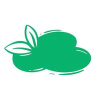 Blank green sticker in form of cloud with leaf vector