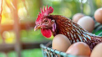 AI generated Efficient egg gathering system in spacious laying hen facility with free roaming hens photo