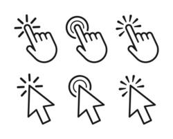 Clicking icons collections. Arrows and hands clicking icon collection. Pointer symbols vector. Cursor icon set. vector