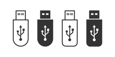 USB icono colocar. destello disco icono, vector ilustración