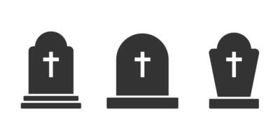 Headstone icon set. RIP symbol. Death, cross, tombstone, gravestone, graveyard icon vector. vector