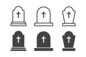 Tombstone vector icon. Headstone icon set. RIP symbol. Grave icon set