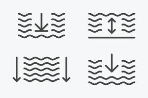 Water depth icon set. Deep icon vector in linear. Linear water depth icon with arrows.