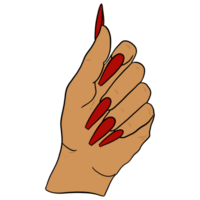 een vrouw hand- en lang rood manicure png