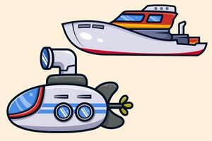 set ship transportation of sea water Colorful vector illustration for children for educational book