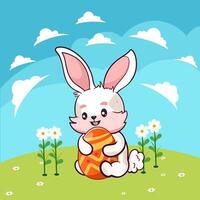 Cute rabbit with easter eggs, Happy Easter bunny of Happy Easter wishes greeting vector