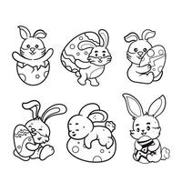 Handrawn Line Happy Easter bunny of Happy Easter vector