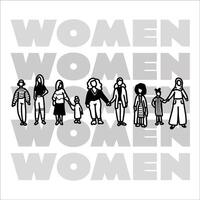 internacional De las mujeres día contorno dibujo ilustración. multirracial grupo de mujer vector