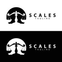 Simple legal scale logo justice court simple black silhouette template vector design