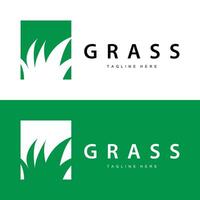 Farm illustration green grass logo design simple natural grass vector template