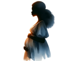 AI generated Contemplative Pregnancy Silhouette png