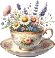 AI generated Floral Tea Time png
