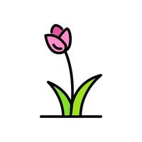 tulip flower cartoon icon, isolated background vector
