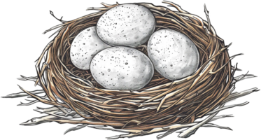 AI generated Nest with Eggs Realistic Nature Illustration Clipart png