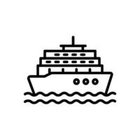 cruise ship icon vector in line style