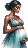 ai généré élégant femme enceinte mère dans écoulement robe png