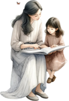 AI generated Mother Reading to Child Clipart png