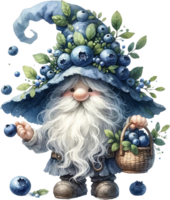 AI generated Enchanted Forest Blueberry Gnome Illustration png