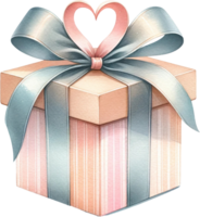 AI generated Gift Box with Heart and Ribbon Clipart png