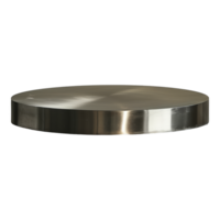 AI generated A silver table top with a circular shape. The table is empty and has a shiny surface. The table is made of metal and has a modern look png