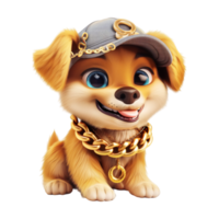 AI generated A cartoon dog with a chain around its neck, depicting confinement or restraint. png