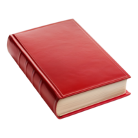 AI generated A red leather bound book with a gold embossed spine png