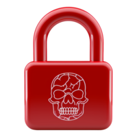 AI generated A red lock with a skull on it png