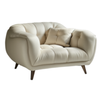 AI generated A white couch with a pillow on it. The couch is large and has a fluffy texture. png