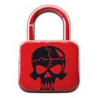 AI generated A red lock with a skull on it png