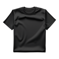 AI generated Front view of a black T-shirt mockup as a template for shirt design, print on demand product, on a transparent background. png